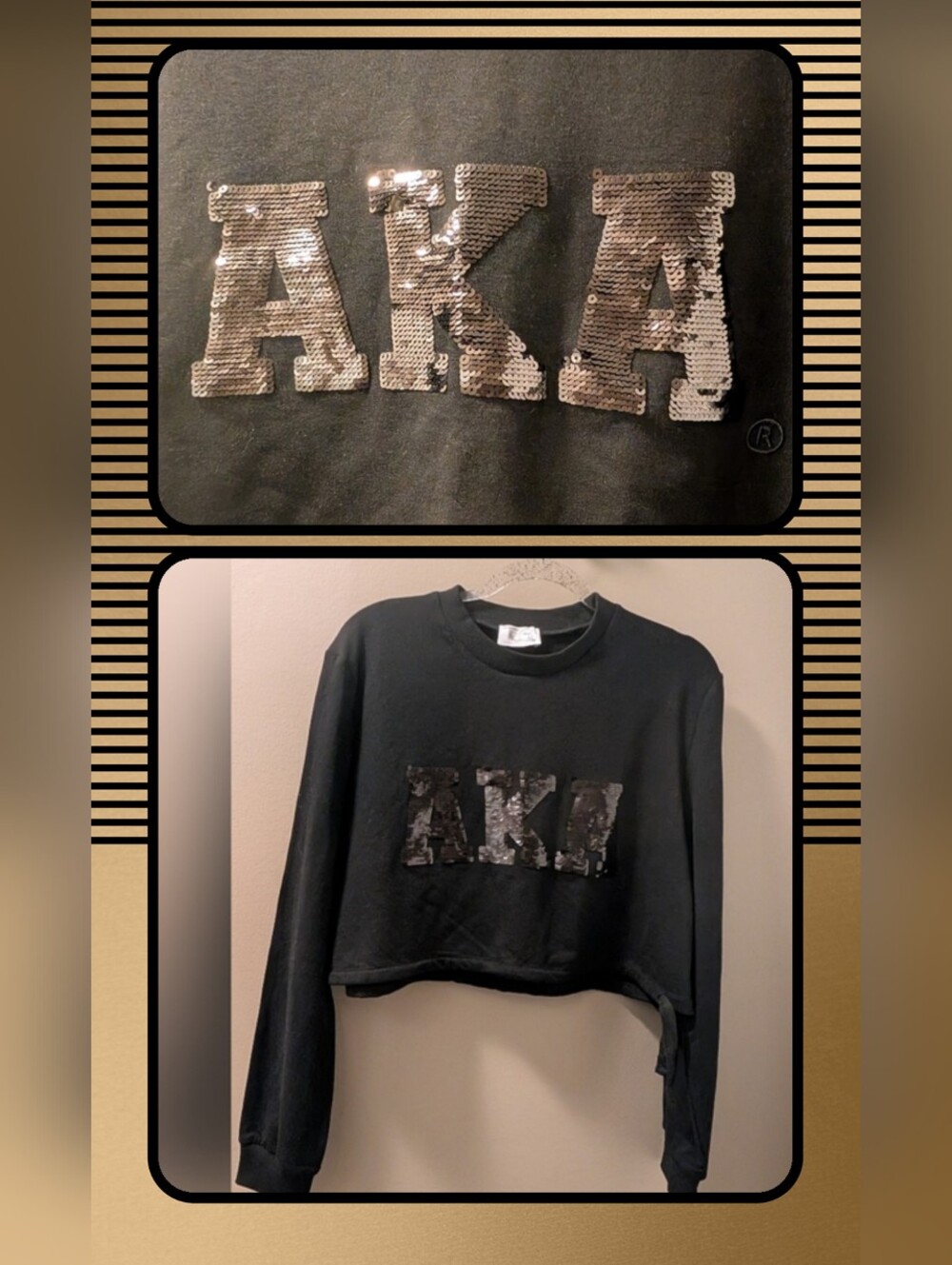 ✨🖤AKA Sorority 2X The Liq Tee "Baddie Dana" Blackout Crop Sweatshirt Sequins